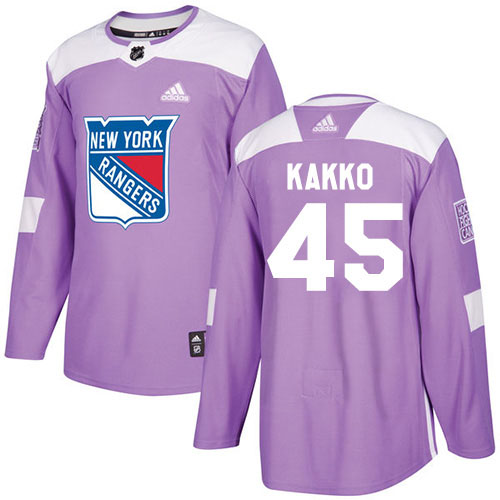 Adidas New York Rangers #45 Kappo Kakko Purple Authentic Fights Cancer Stitched Youth NHL Jersey
